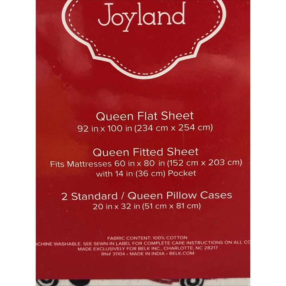 Joyland Flannel Queen Sheet Set Red Truck W/Christmas Tree New Two Pillowcases